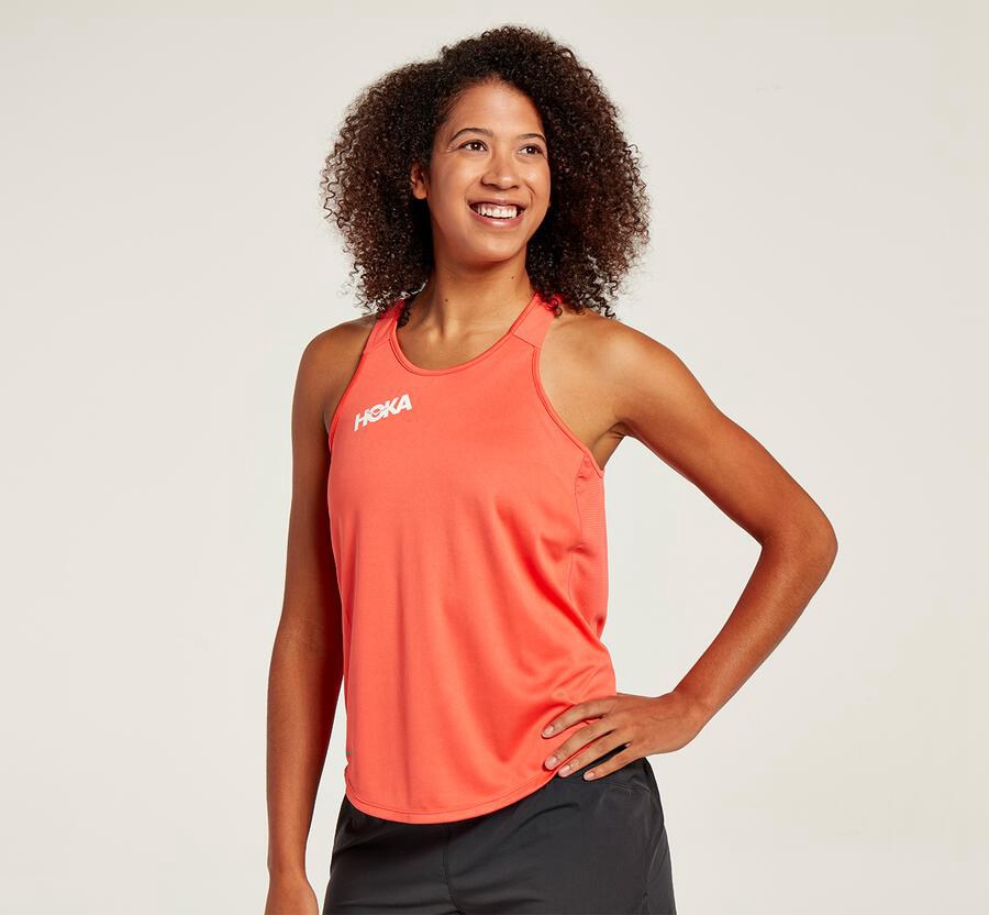 Hoka One One Womens Tops - Performance Tank - Orange - MCFG97146